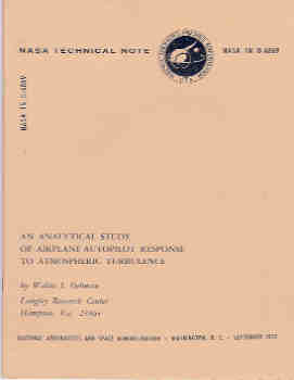 Image for An Analytic Study of Airplane-Autopilot Response to Atmospheric Turbulence (NASA TN D-6869)