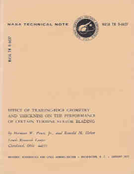 Image for Effect of Trailing-Edge Geometry and Thickness on the Performance of Certain Turbine Stator Blading (NASA TN D-6637)