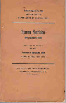 Image for Human Nutrition: Reprint of Part I of the Yearbook of Agriculture, 1939